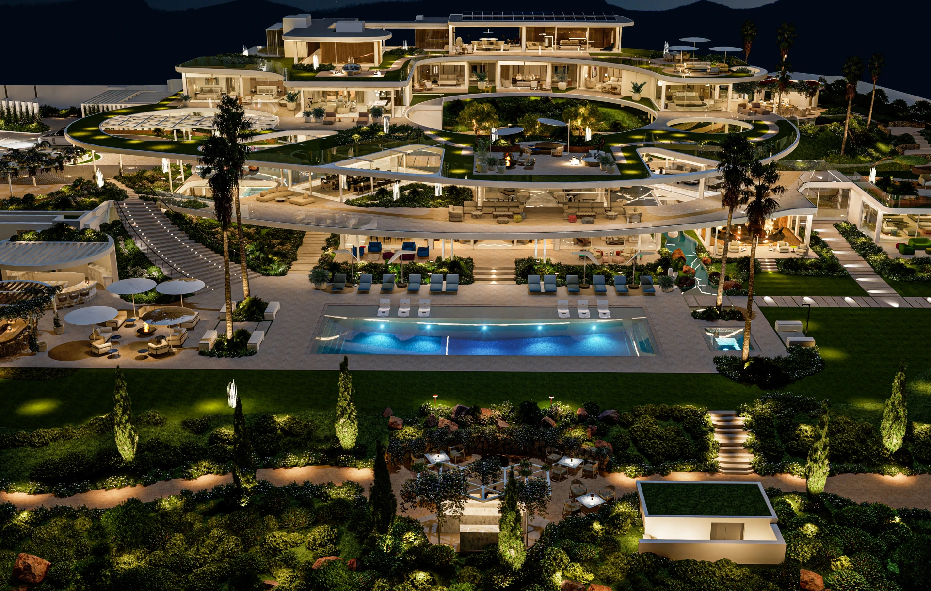 Villa de noche